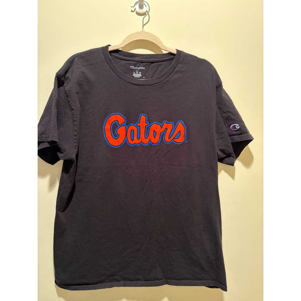 Champion Florida Gators Mens T-Shirt Large Black Script Logo NCAA Football Tee